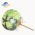 Cartoon decorative circular hand fan round fan in promotion